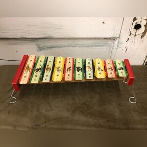 Vintage Xylophone Animals Letter Numbers wood metal